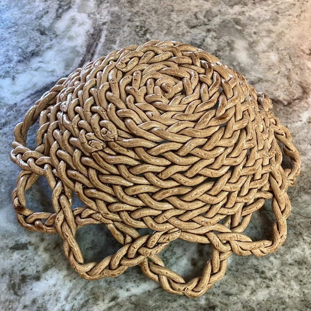 Vintage Bassano Ceramic Woven Bowl Tan